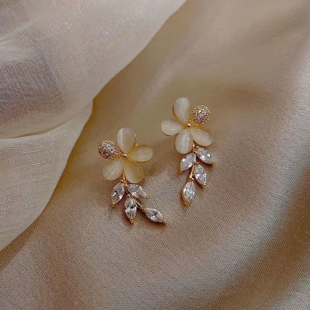 Opal Flower Petal Earrings